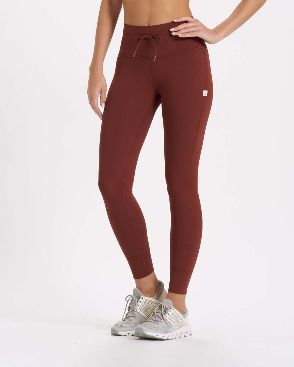Vuori Daily Legging in Brick, High-Rise Drawstring Athletic Tights